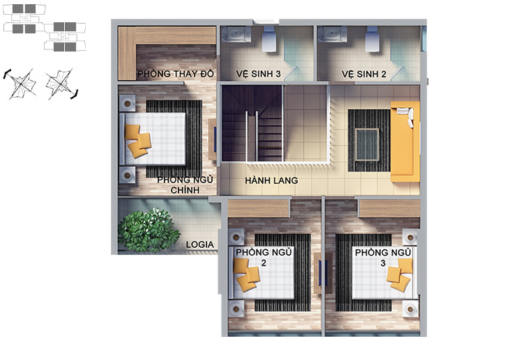 Mặt bằng căn hộ 4 phòng ngủ 142 - 154m2