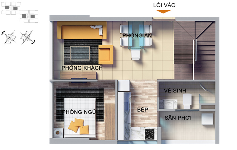 Mặt bằng căn hộ 3 phòng ngủ 103 - 116m2