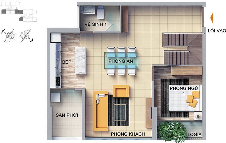 Mặt bằng căn hộ 3 phòng ngủ 136 - 138m2